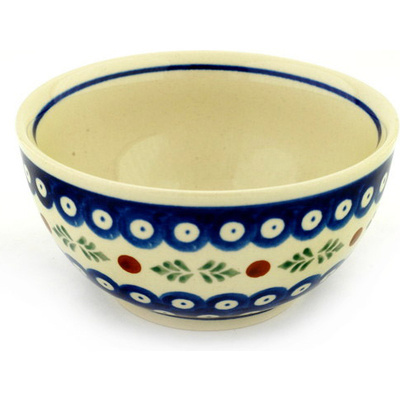Polish Pottery Bowl 5&quot; Peacock Hollies