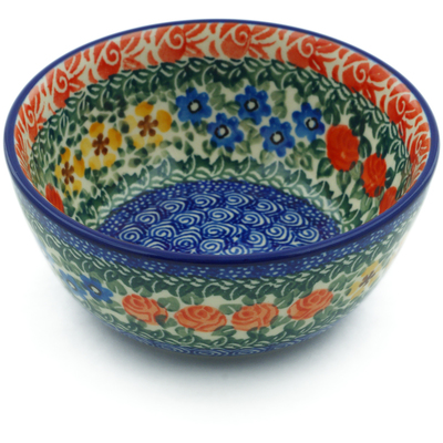 Polish Pottery Bowl 5&quot; Perennial Border UNIKAT