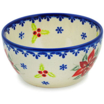 Polish Pottery Bowl 5&quot; Poinsettia Charm