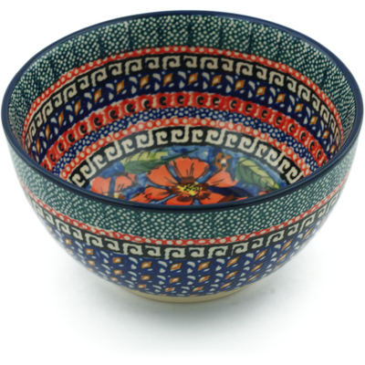 Polish Pottery Bowl 5&quot; Poppies UNIKAT