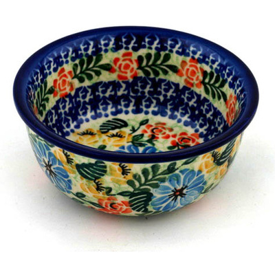 Polish Pottery Bowl 5&quot; Primary Garden UNIKAT