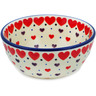 Polish Pottery Bowl 5&quot; Red Hearts Delight