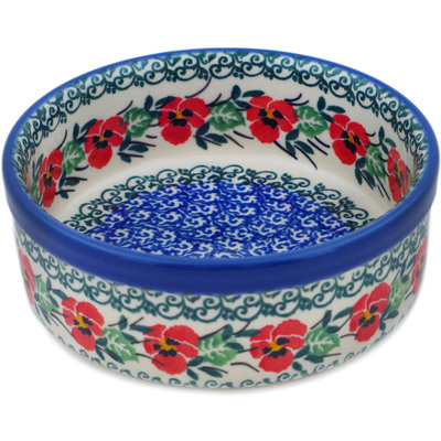 Polish Pottery Bowl 5&quot; Red Pansy