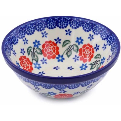 Polish Pottery Bowl 5&quot; Rose Burst