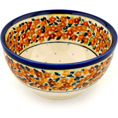 Polish Pottery Bowl 5&quot; Russett Floral