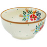 Polish Pottery Bowl 5&quot; Rustic Field Flowers Red