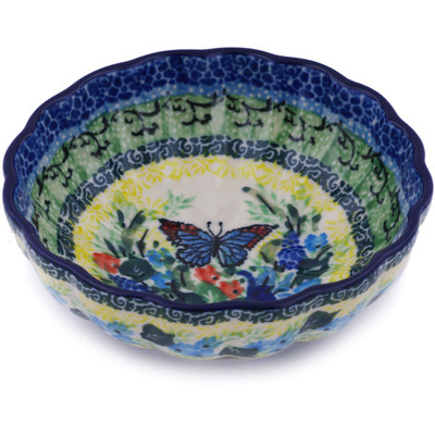Polish Pottery Bowl 5&quot; Splendid Mariposa UNIKAT