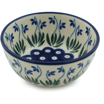 Polish Pottery Bowl 5&quot; Springing Fan Flowers