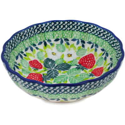 Polish Pottery Bowl 5&quot; Summer Strawberry UNIKAT
