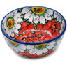 Polish Pottery Bowl 5&quot; Sweet Red Petals UNIKAT