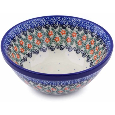 Polish Pottery Bowl 5&quot; Swirls And Flowers