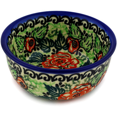 Polish Pottery Bowl 5&quot; Tudor Rose UNIKAT