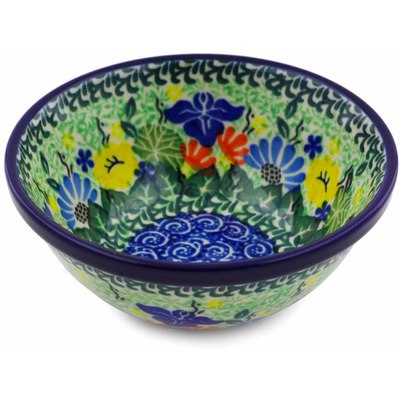 Polish Pottery Bowl 5&quot; Wildflower Wreath UNIKAT