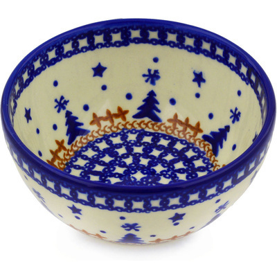 Polish Pottery Bowl 5&quot; Winter Snow