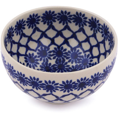 Polish Pottery Bowl 5&quot; Woven Blue Astrids