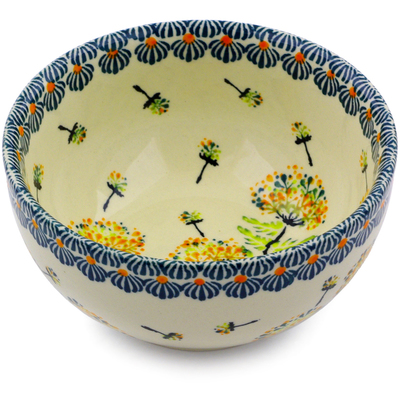 Polish Pottery Bowl 5&quot; Yellow Dandelions