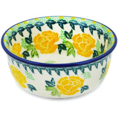 Polish Pottery Bowl 5&quot; Yellow Rose
