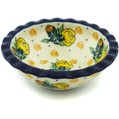 Polish Pottery Bowl 5&quot; Yellow Rose Of Texas