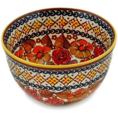 Polish Pottery Bowl 6&quot; Autumn Glow UNIKAT