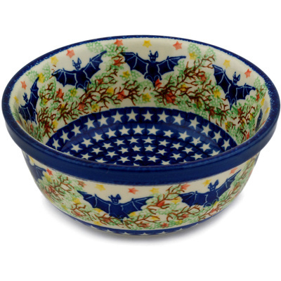 Polish Pottery Bowl 6&quot; Bats In The Belfry