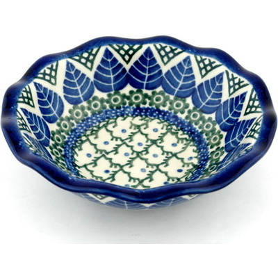 Polish Pottery Bowl 6&quot; Blue Alpine