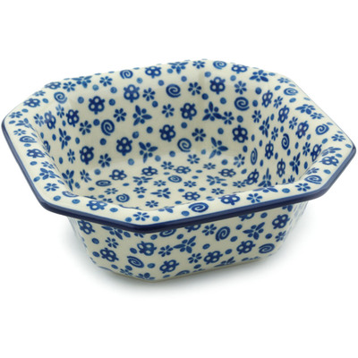 Polish Pottery Bowl 6&quot; Blue Confetti