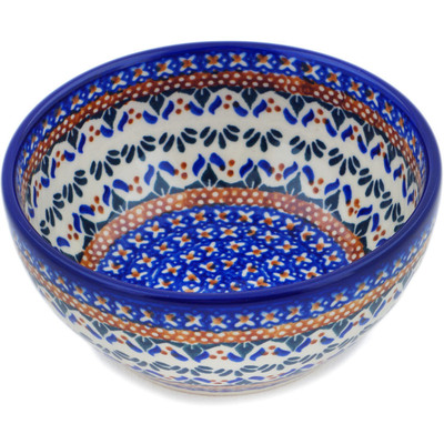 Polish Pottery Bowl 6&quot; Blue Cress