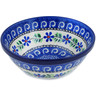 Polish Pottery Bowl 6&quot; Blue Daisy Swirls