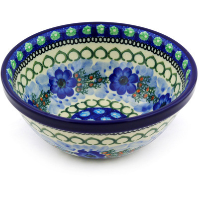 Polish Pottery Bowl 6&quot; Blue Delight UNIKAT