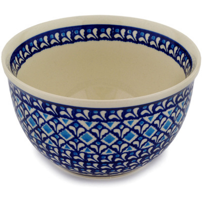 Polish Pottery Bowl 6&quot; Blue Diamond