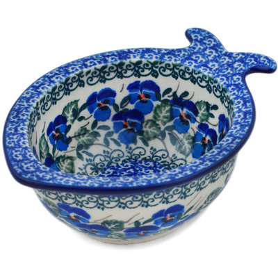 Polish Pottery Bowl 6&quot; Blue Pansy