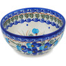 Polish Pottery Bowl 6&quot; Blue Pansy