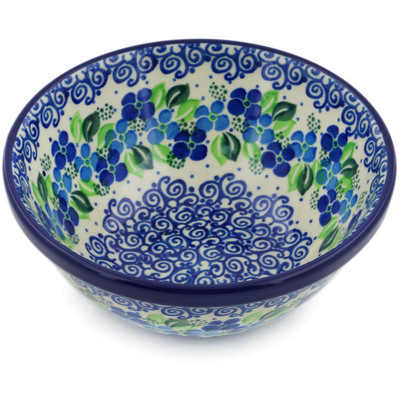 Polish Pottery Bowl 6&quot; Blue Phlox