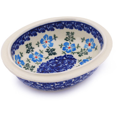Polish Pottery Bowl 6&quot; Blue Summer