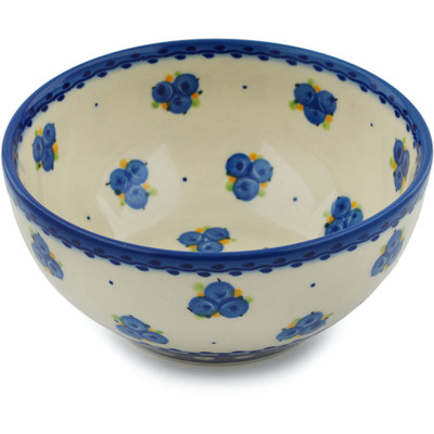 Polish Pottery Bowl 6&quot; Blueberry Cluster