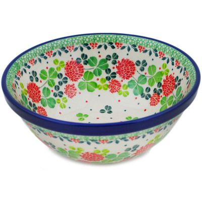 Polish Pottery Bowl 6&quot; Clover Flower Wreath