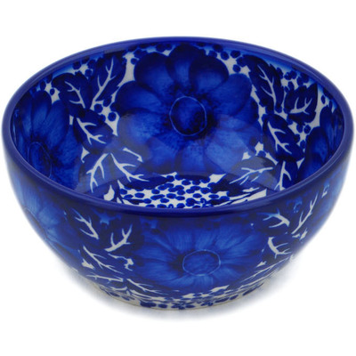 Polish Pottery Bowl 6&quot; Cobalt Fantasy