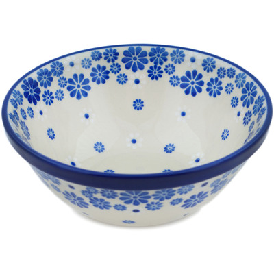 Polish Pottery Bowl 6&quot; Cobalt Lace