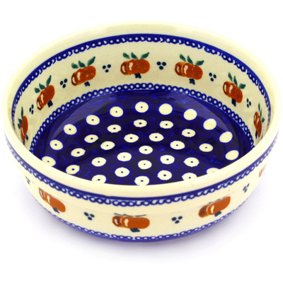 Polish Pottery Bowl 6&quot; Country Apple Peacock