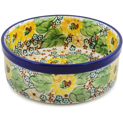 Polish Pottery Bowl 6&quot; Country Sunflower UNIKAT