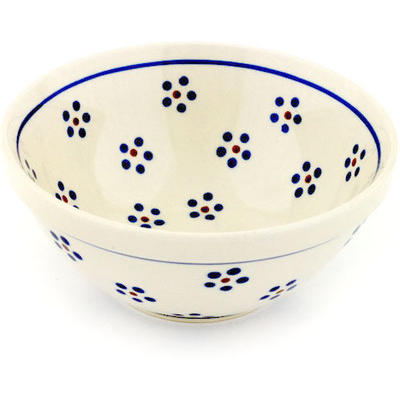 Polish Pottery Bowl 6&quot; Daisy Dots