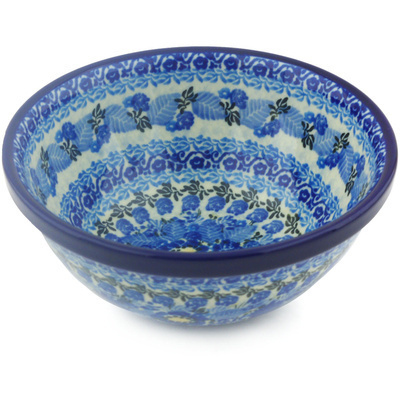 Polish Pottery Bowl 6&quot; Fields Of Blue UNIKAT