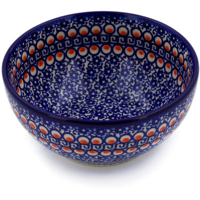 Polish Pottery Bowl 6&quot; Floral Peacock