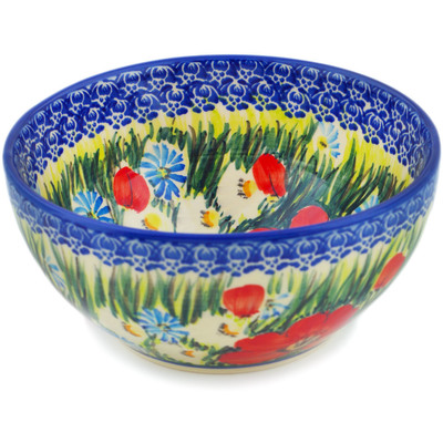 Polish Pottery Bowl 6&quot; Fresh Spring UNIKAT