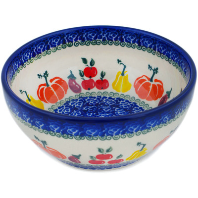 Polish Pottery Bowl 6&quot; Fresh Vegetable Garden
