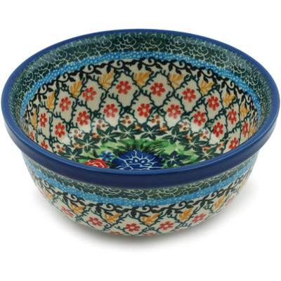 Polish Pottery Bowl 6&quot; Garden Trellis UNIKAT