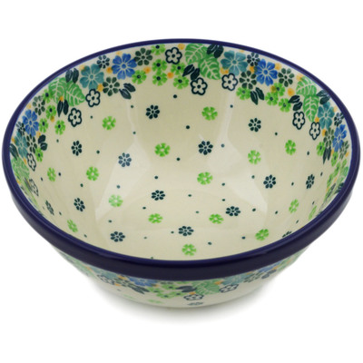 Polish Pottery Bowl 6&quot; Good Luck Wildflowers