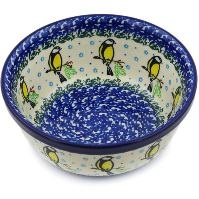 Polish Pottery Bowl 6&quot; Happy Goldfinch