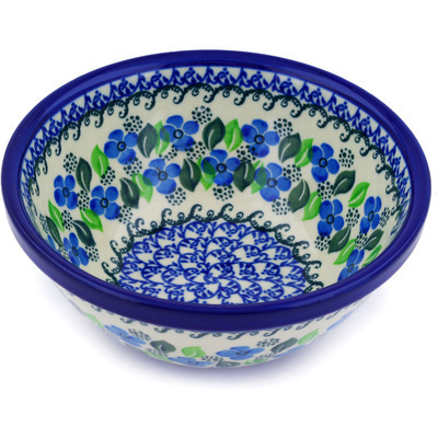 Polish Pottery Bowl 6&quot; Lime Flower