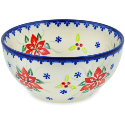 Polish Pottery Bowl 6&quot; Poinsettia Charm